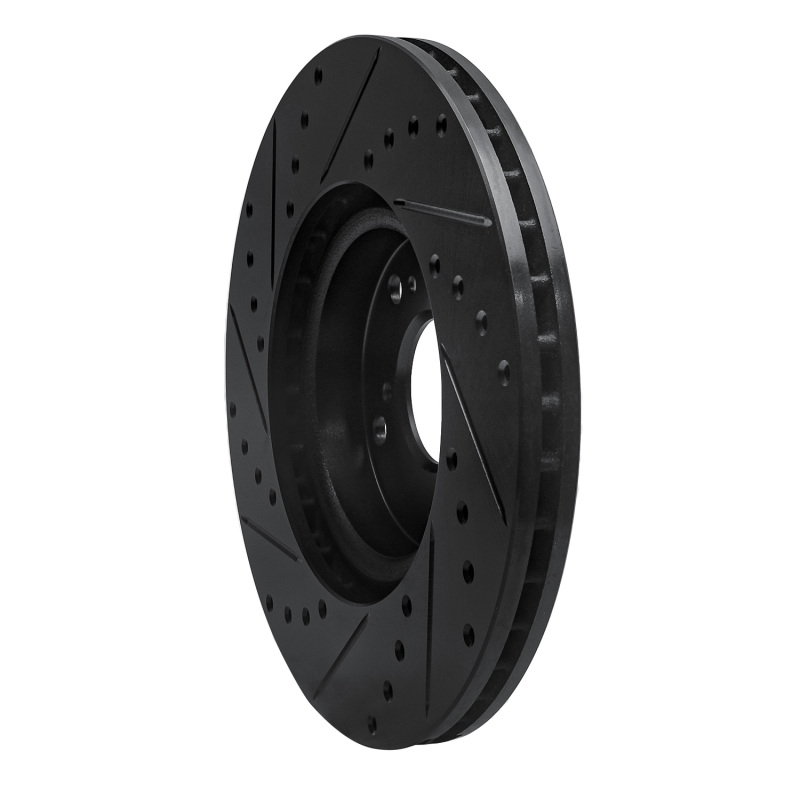 Honda Ridgeline Brake Rotor (1) - Rear Right - R1 Concepts - Drilled & Slotted - Black - `06-`14